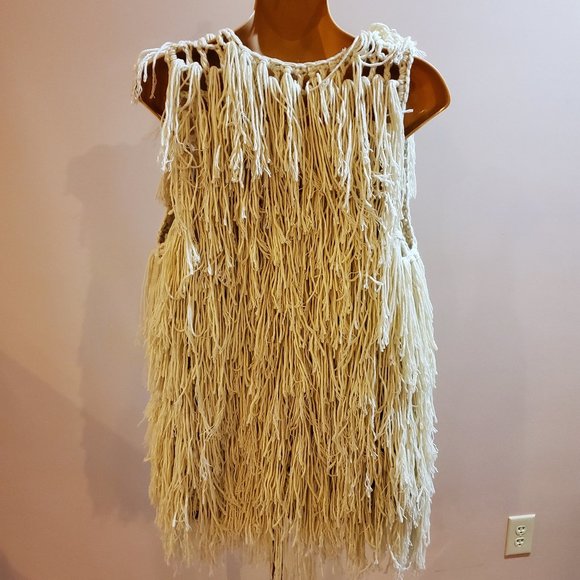 JODIFL unique cream shag crocheted vest small C9 - Picture 3 of 5